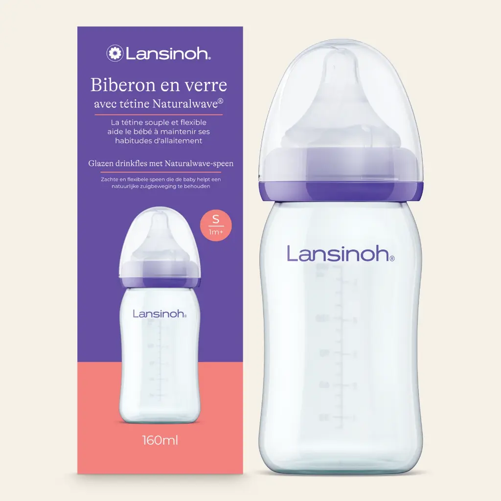 Biberon en verre Lansinoh avec tétine NaturalWave® – 240ml