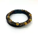 Bracelet en cuir & pierres naturelles – Élégance brute & énergie vibrante